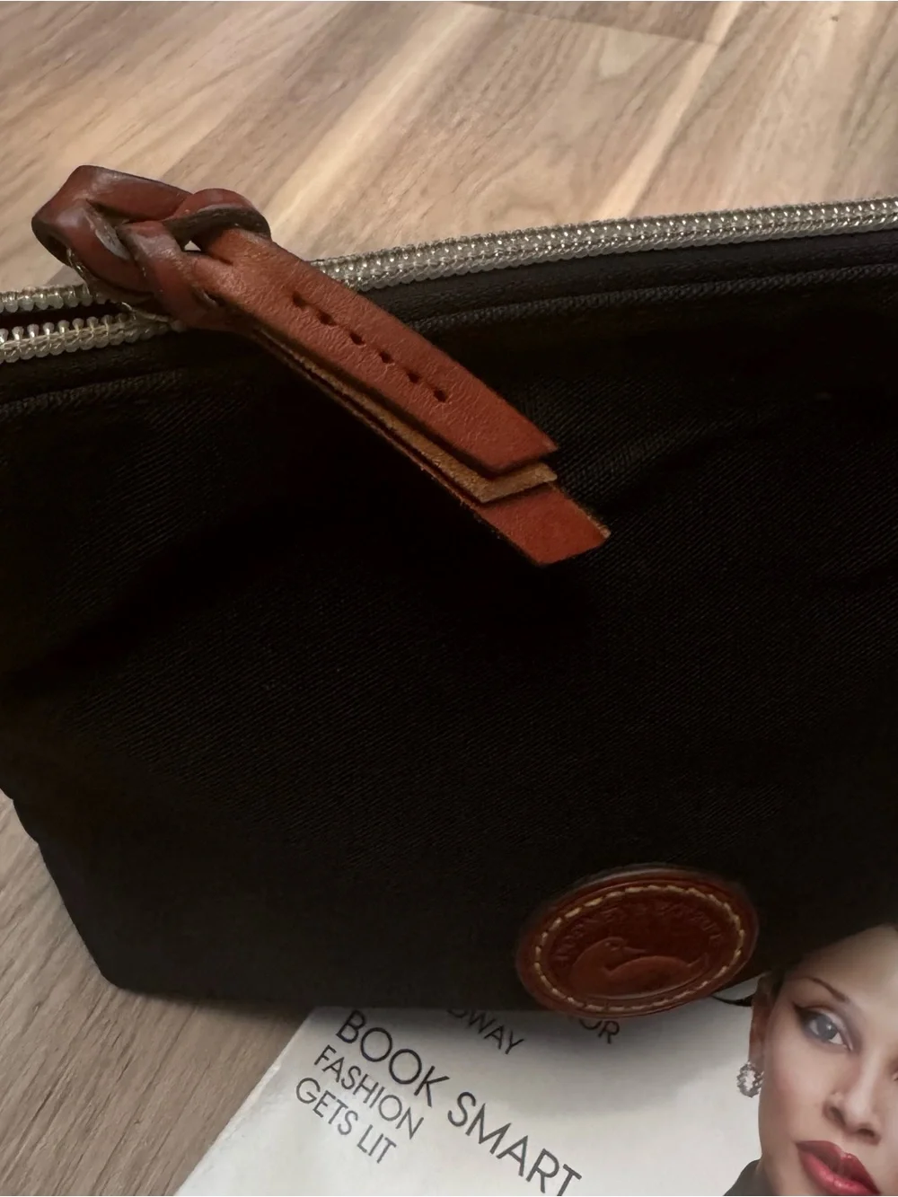 Dooney & Bourke crossbody pouchette black Nylon purse bag leather trim